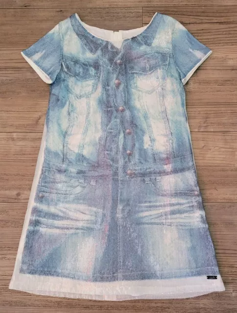 Splendido abito da bambina Jean Paul Gaultier con paillettes e stampa denim età 12