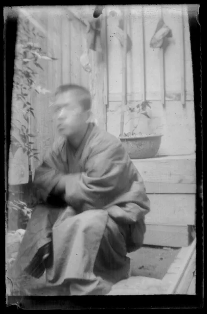 Antique Glass Negative / Young Man Snapshot / Japanese / c. 1930s