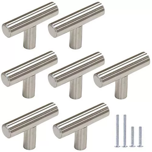 Probrico 12 Pack Single Hole 2" T Bar Kitchen Cabinet Door Handles Drawer Pulls