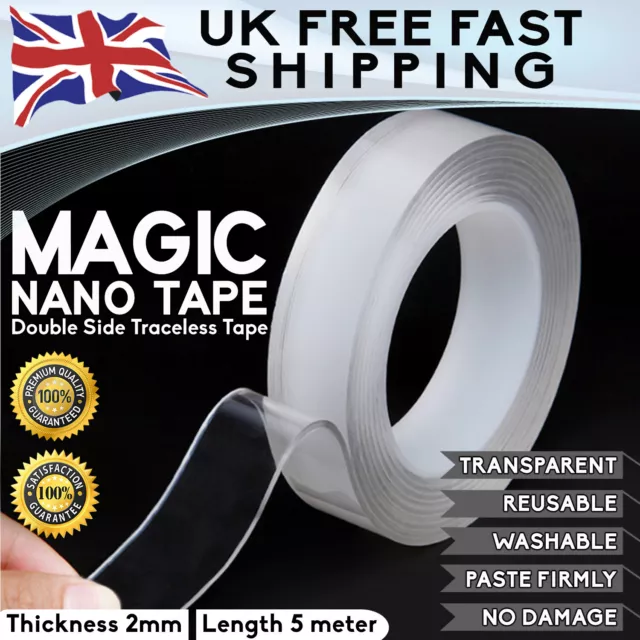 Double Sided Tape Strong Nano Magic Clear Adhesive Traceless Washable DIY Craft