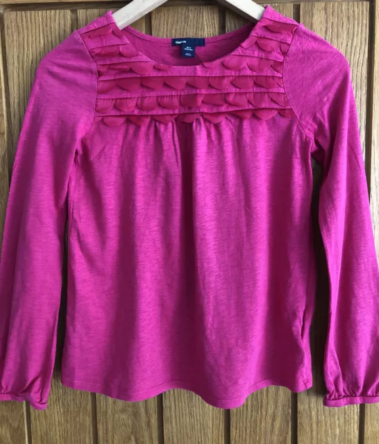 Gap Pretty Raspberry Pink Petal Long Sleeved Cotton Top Age 10