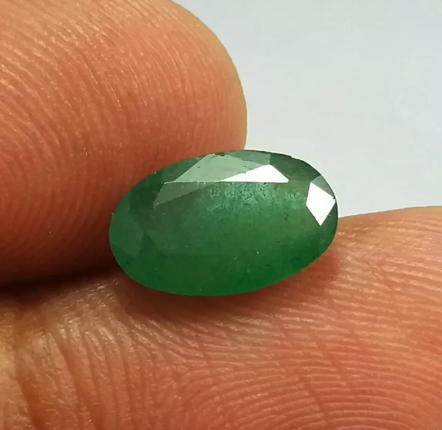 2.15 Ct Natural Top Green Zambian Mine Emerald Oval Cut Untreated Good Quality