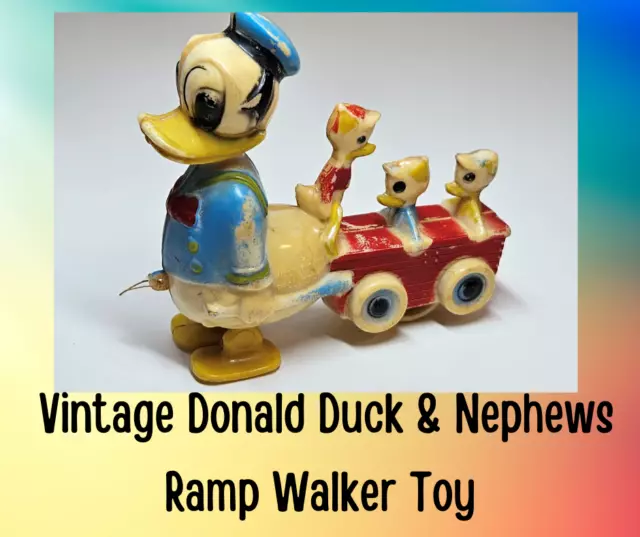 VINTAGE HONG KONG Toy Ramp Walker-DONALD DUCK With Nephews HEY DEWEY ...