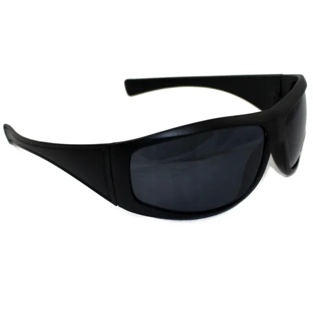 New Uv400 Black Sunglasses Wrap Around Sport Skiing Biker Cycling Shades Eyewear