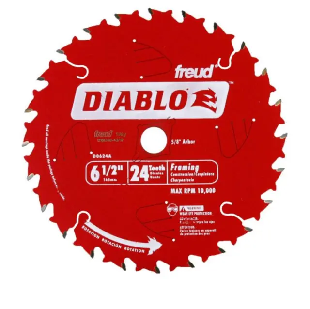 FREUD DIABLO D0624A 6-1/2" 165mm 24T CIRCULAR SAW BLADE