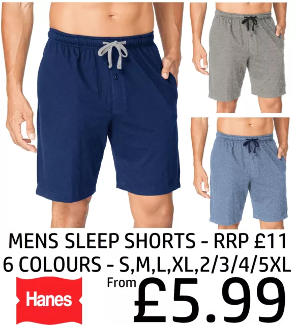Mens Pyjama Shorts Sleep Lounge Pj Jersey Shorts Usa Sizes S-Xxxxxxl Hanes Bnwt