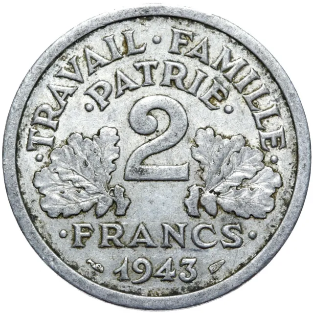Frankreich - Münze - 2 Franken Francs 1943 B - Beaumont-le-Roger - ERHALTUNG !