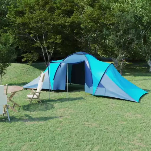 Tente de camping pour 6 personnes bleu et bleu clair