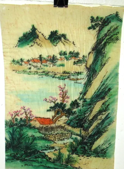 Malaylsian Village People Original Batik Painting Unsigned
