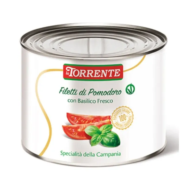 Filetes Tomate San Marzano con Albahaca Fresco 2500g - La Torrente - 3 Piezas