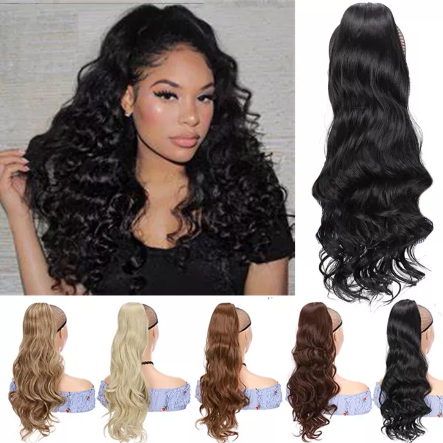 24" Curly Drawstring Ponytail Clip in Hair Extensions Real Thick As Human Tails