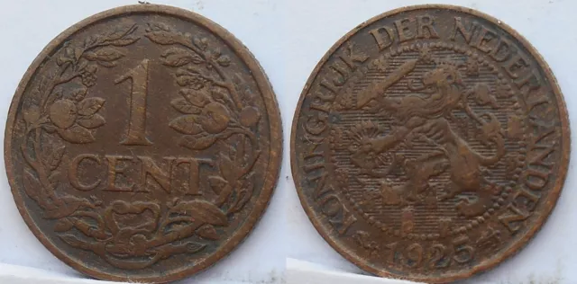 Netherlands 1 Cent 1925 KM#152 Wilhelmina (N-15)