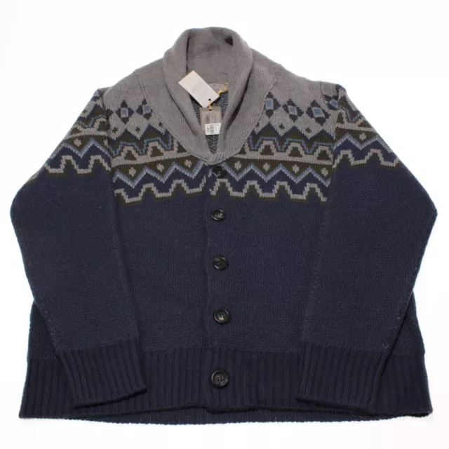 Canali NWT Shawl Neck Cardigan Sweater Size 54 US XL in Blue/Gray Wool Blend 2