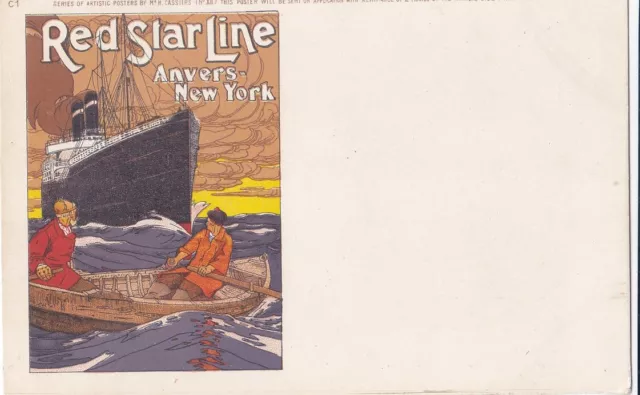7% Art Nouveau Publicite Companie Maritime Red Star Line New York  H.cassiers  E