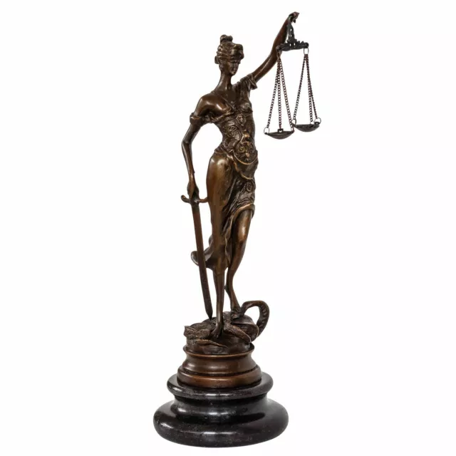 Bronze sculpture lady justice justitia figure lawyer antique style statue - 24cm