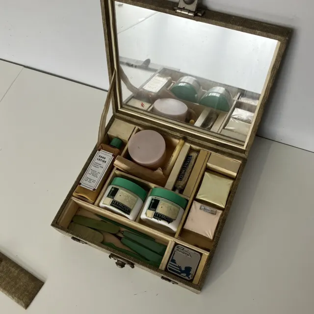 Rare Antique 1920s Art Deco Makeup Skincare Kit Vanity Box Set Innoxa Beauty