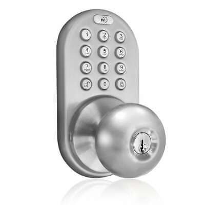 Satin Nickle Single-Cylinder Electronic Door Knob Keyless Back-Lit Keypad Entry