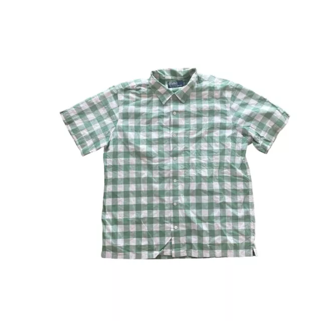 Vintage Polo Ralph Lauren Button Shirt Short Sleeve Men's Green L Y2K 90s Work