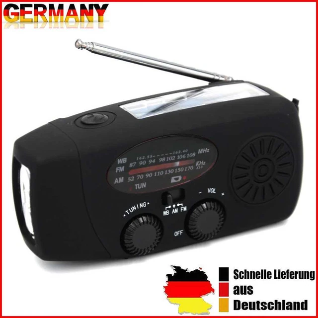 2000 mAh manovella wireless portatile multifunzione ricarica solare USB FM AM WB