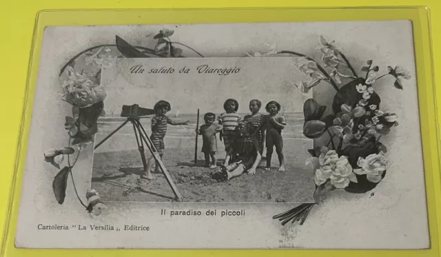 Cartolina Un Saluto Da Viareggio Lucca Floreale Animata Viaggiata Nel 1915 Fp