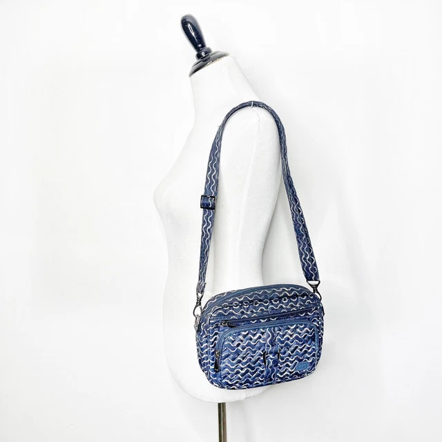 Lug Carousel Convertible RFID Crossbody and Belt Bag Quilted Waves Navy Blue