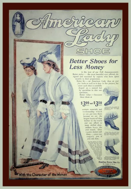 1905 American Lady Shoe Vintage Magazine Print Ad 11x7