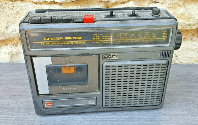 Radio Réveil Vintage Audio Sonic Avec K7 - Double Alarme - Noir