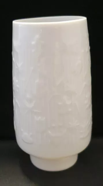 kleine Vase von Hutschenreuther Selb Kunstabteilung, Relief Dekor, weiß, 11,4 cm