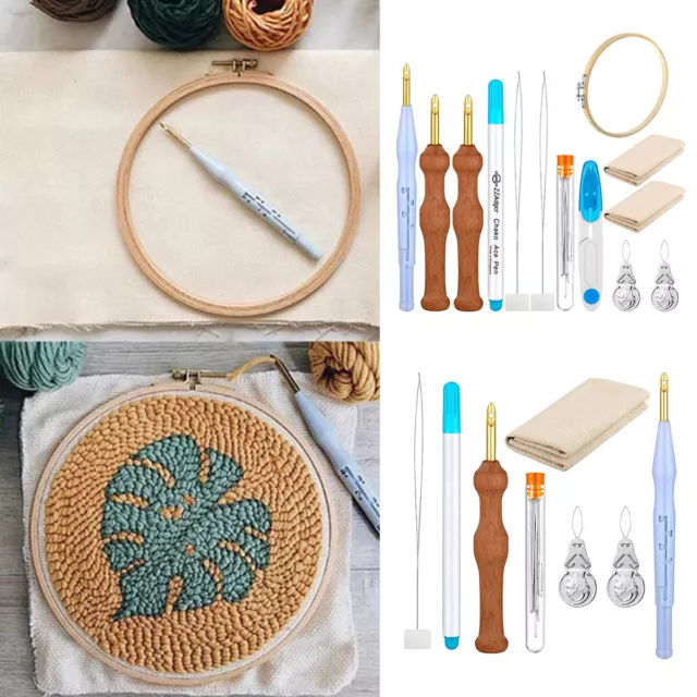 Durable Knitting Embroidery Pen Punch Needle Threader Set DIY Wooden Handle Weaving Sewing Felting Craft, Size: Small