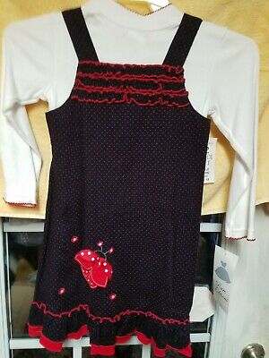 Girls 2 pc long sleeve & Jumper Set Red/Blk   6X  New w/ tags Rare Editions