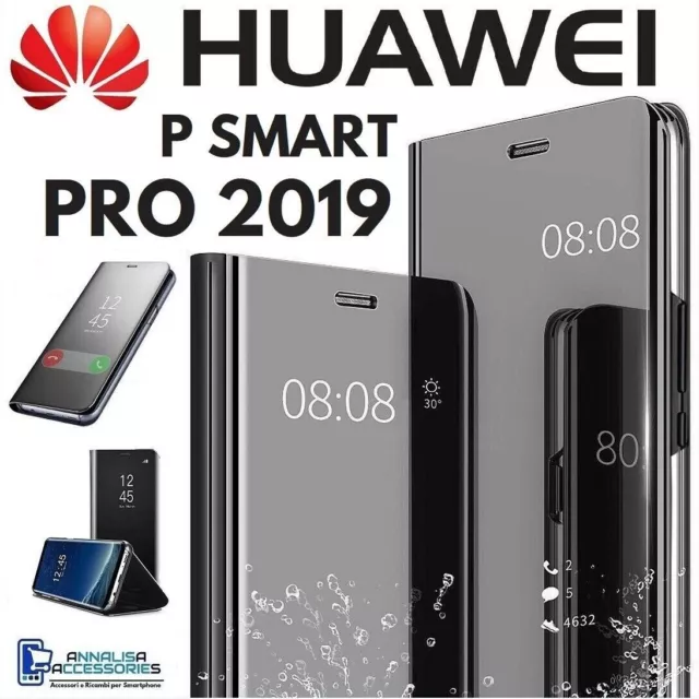 Cover Flip For Huawei P Smart Pro 2019 Book Case Black Clear View Psmart