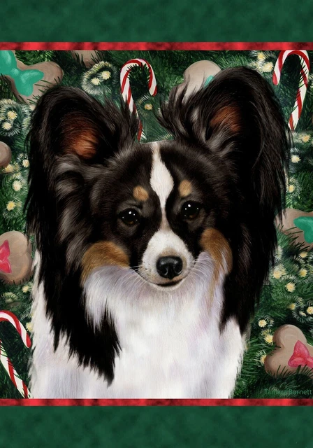 Christmas Holiday Garden Flag - Dark Tri Papillon 143201