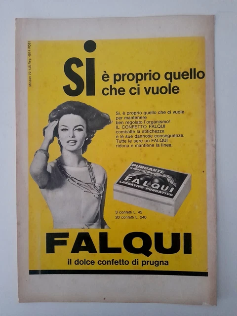 RARE 1968 ADVERTISING CONFETTO FALQUI PURGING CLIPPING ADVERTISING (25x18CM