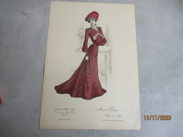 les grandes modes de paris robe visites morin blessier chapeau marsicot gravure