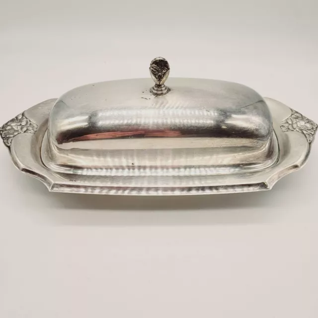 WEBSTER WILCOX Intl Silver Co. Lidded Butter Dish with Flowers