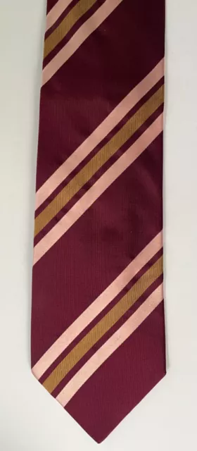 Men’s Tie Necktie BURBERRY London 100% Silk Burgundy Stripes Made in Italy