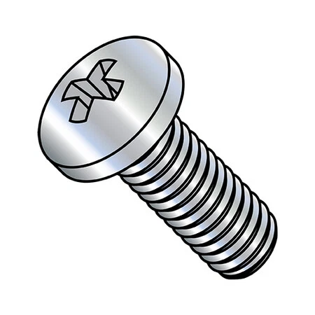 ZORO SELECT 0818MPP #8-32 x 1 1/8 in Phillips Pan Machine Screw, Zinc Plated