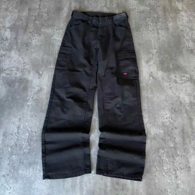 Vintage Y2K Baggy Double Knee Black Technical Cargo Utility Pants