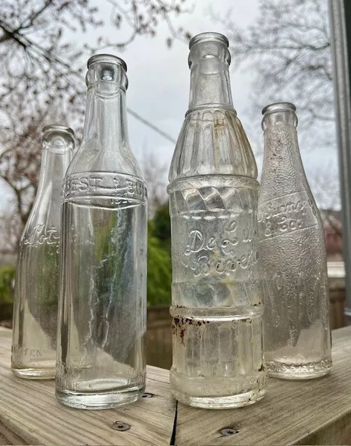 Vintage Art Deco Style Soda / Mineral Water Bottles  (lot of 4)   