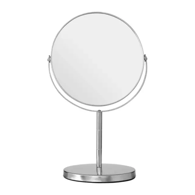 Silver Pedestal Mirror 2X Magnification & Swivel Function Grooming Accessory