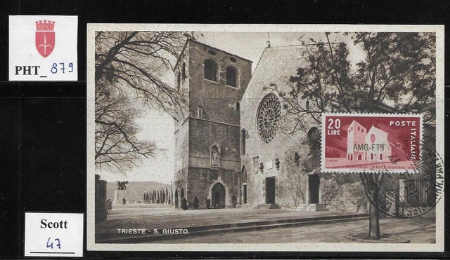 PHT_879. TRIESTE FTT. Rare 1949 philatelic postcard w. ELEZIONI TRIESTE Scott 47