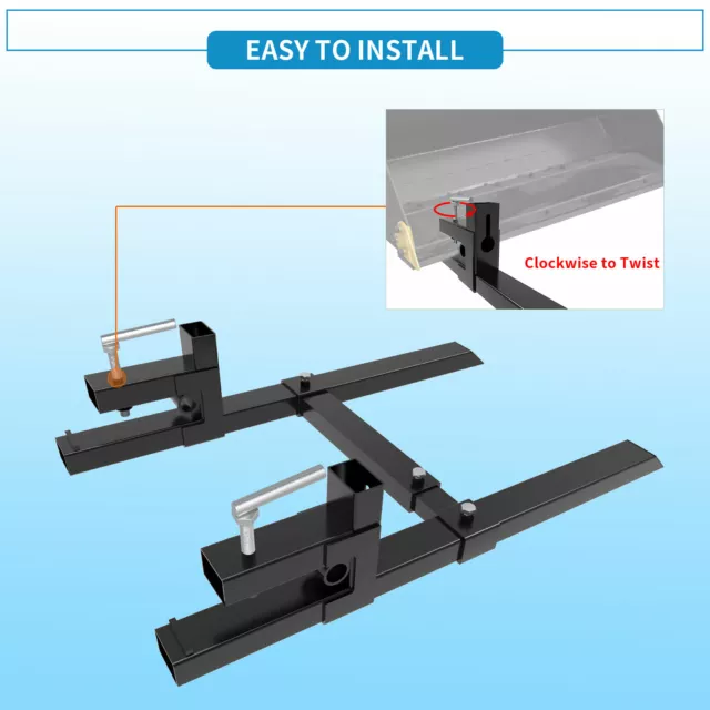 4000Lbs 60" Tractor Clamp On Pallet Forks Bucket Quick Attach W/ Stabilizer Bar 3