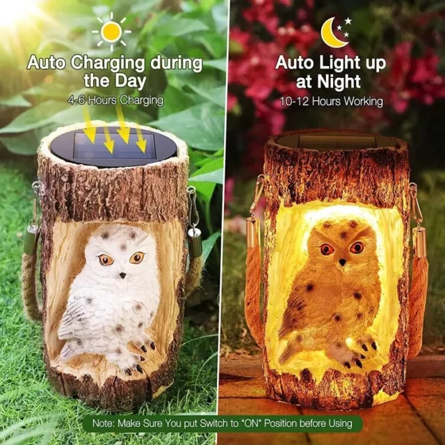 Solar LED Lights Outdoor Garden Decorative Owl Shape Resin Solar Hanging Brow