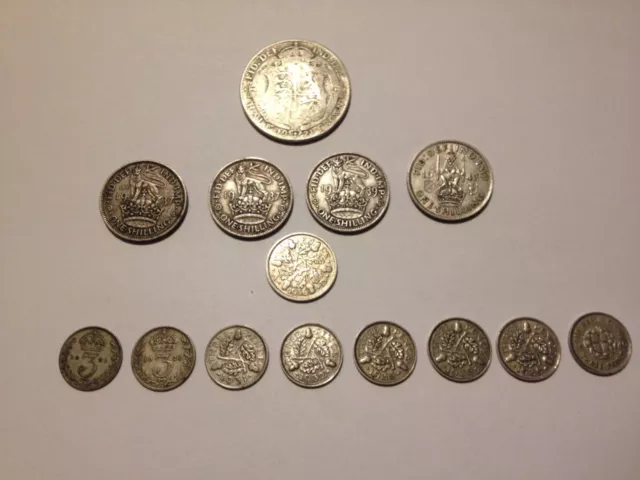 Pre 1947 British Silver Coins -  - 50% Silver - Job Lot (4) - 50 Grams