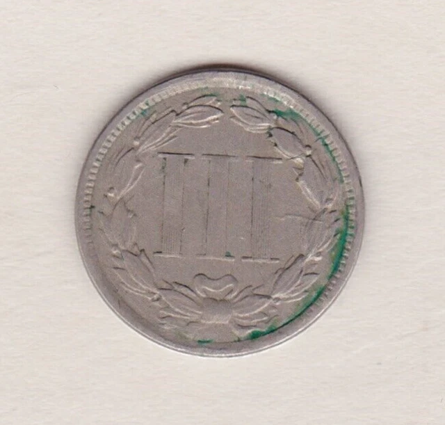 Usa 1866 Three Cent Coin In Good Fine To Near Very Fine Condition 2