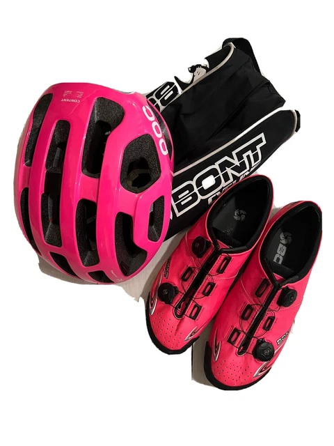 Bont Vaypor + cycling shoes 44 pink and Poc Octal cyclying helmet size large.