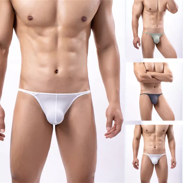 Men Briefs Long Leg Mens Thongs Sexy Low Rise G String Briefs Bulge Pouch