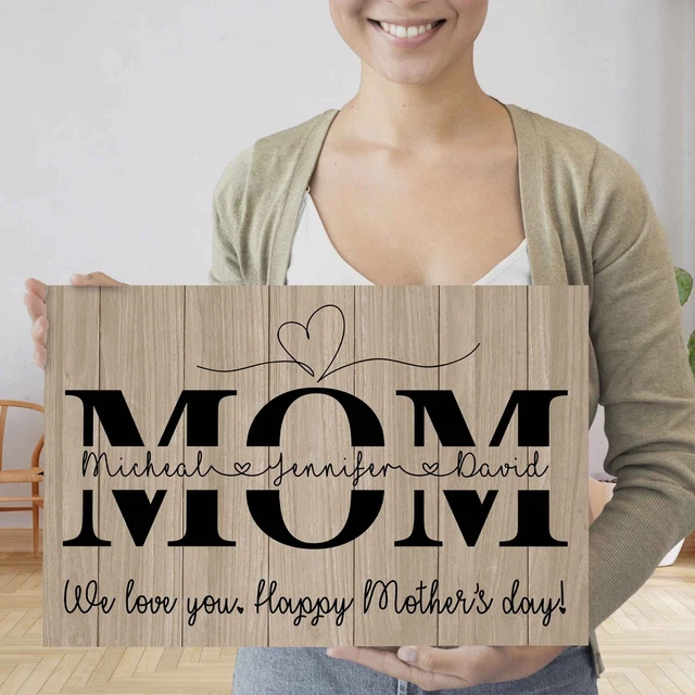 Personalized Mothers Day Gifts From Son Daughter Mom Sign With Kids Names Framed