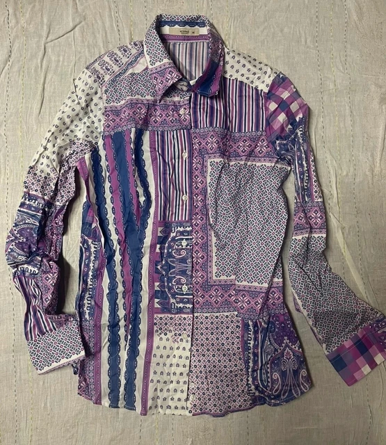 Etro Milano taglia 44 camicia lilla fantasia paisley multicolor donna shirt