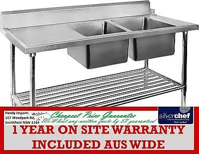 Fed Commercial Right Inlet Dish In Double Sink Dishwasher Ss Bench Dsbd7-2400R/A